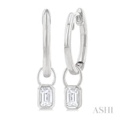 1/3 Ctw Bezel Set Emerald Cut Diamond Huggie Earrings in 14K White Gold